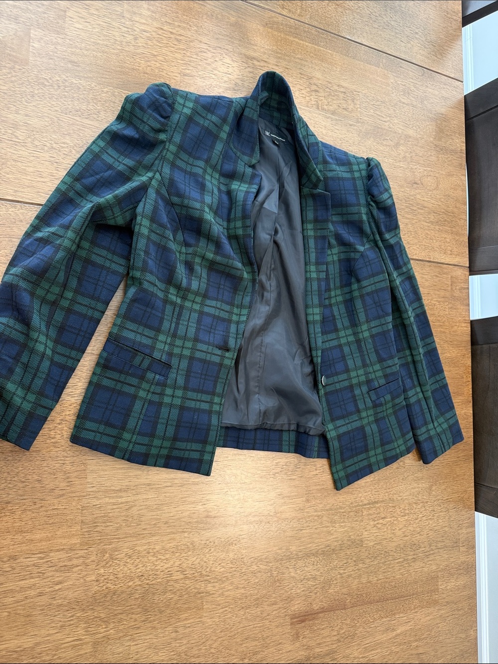 INC International Concepts Green & Navy Plaid Blazer